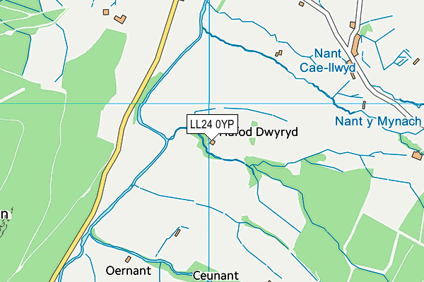 LL24 0YP map - OS VectorMap District (Ordnance Survey) LL24 0YP map - OS VectorMap District (Ordnance Survey)
