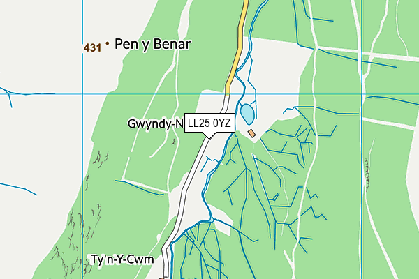 LL25 0YZ map - OS VectorMap District (Ordnance Survey) LL25 0YZ map - OS VectorMap District (Ordnance Survey)