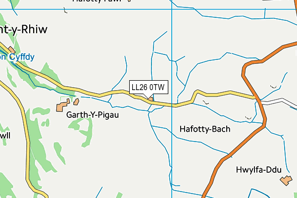 LL26 0TW map - OS VectorMap District (Ordnance Survey) LL26 0TW map - OS VectorMap District (Ordnance Survey)