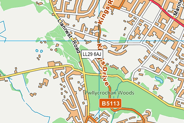 LL29 6AJ map - OS VectorMap District (Ordnance Survey) LL29 6AJ map - OS VectorMap District (Ordnance Survey)