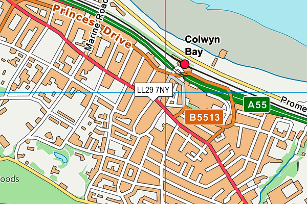 LL29 7NY map - OS VectorMap District (Ordnance Survey)