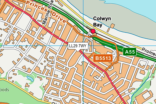 LL29 7WY map - OS VectorMap District (Ordnance Survey)