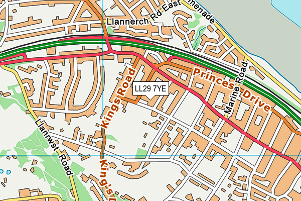 LL29 7YE map - OS VectorMap District (Ordnance Survey) LL29 7YE map - OS VectorMap District (Ordnance Survey)
