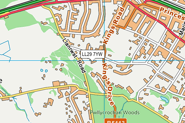LL29 7YW map - OS VectorMap District (Ordnance Survey) LL29 7YW map - OS VectorMap District (Ordnance Survey)