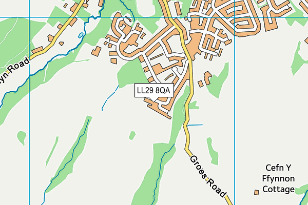 LL29 8QA map - OS VectorMap District (Ordnance Survey) LL29 8QA map - OS VectorMap District (Ordnance Survey)