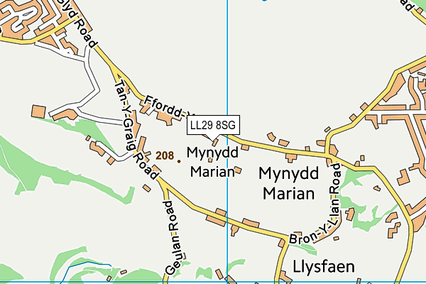 LL29 8SG map - OS VectorMap District (Ordnance Survey) LL29 8SG map - OS VectorMap District (Ordnance Survey)