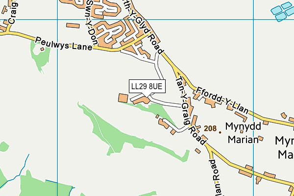 LL29 8UE map - OS VectorMap District (Ordnance Survey) LL29 8UE map - OS VectorMap District (Ordnance Survey)