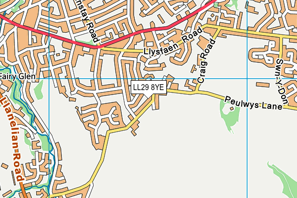 LL29 8YE map - OS VectorMap District (Ordnance Survey) LL29 8YE map - OS VectorMap District (Ordnance Survey)