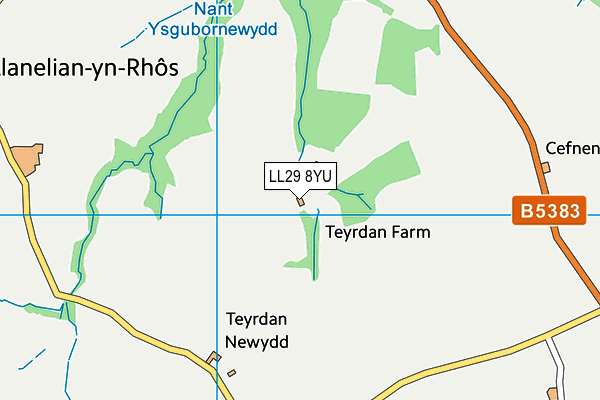 LL29 8YU map - OS VectorMap District (Ordnance Survey) LL29 8YU map - OS VectorMap District (Ordnance Survey)