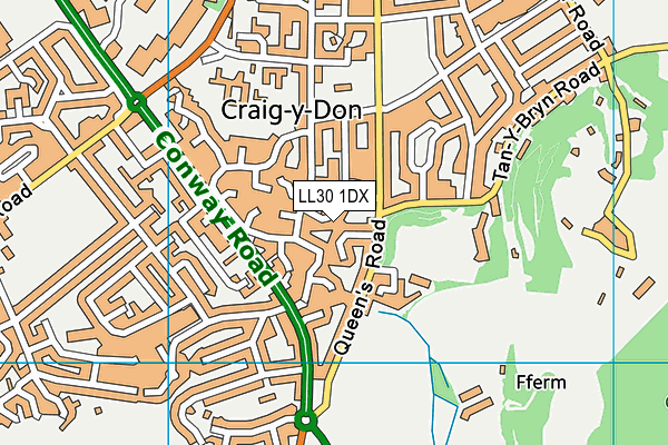 LL30 1DX map - OS VectorMap District (Ordnance Survey) LL30 1DX map - OS VectorMap District (Ordnance Survey)