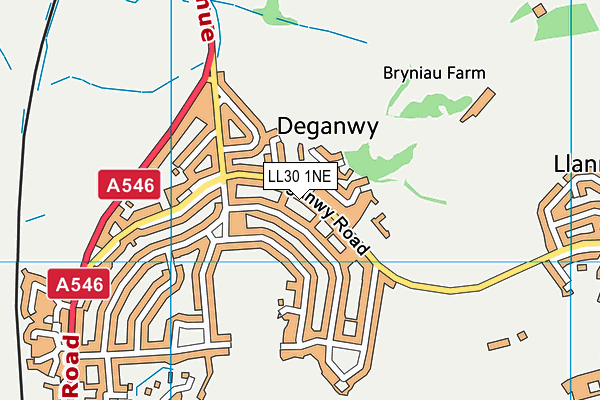 LL30 1NE map - OS VectorMap District (Ordnance Survey) LL30 1NE map - OS VectorMap District (Ordnance Survey)