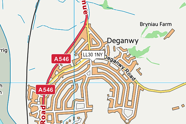 LL30 1NY map - OS VectorMap District (Ordnance Survey) LL30 1NY map - OS VectorMap District (Ordnance Survey)