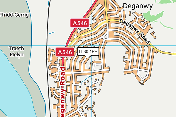 LL30 1PE map - OS VectorMap District (Ordnance Survey) LL30 1PE map - OS VectorMap District (Ordnance Survey)