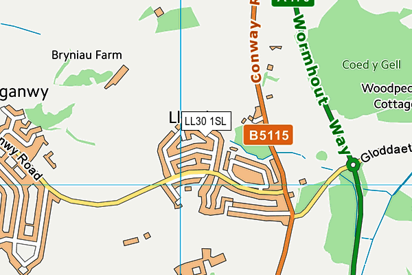 LL30 1SL map - OS VectorMap District (Ordnance Survey) LL30 1SL map - OS VectorMap District (Ordnance Survey)