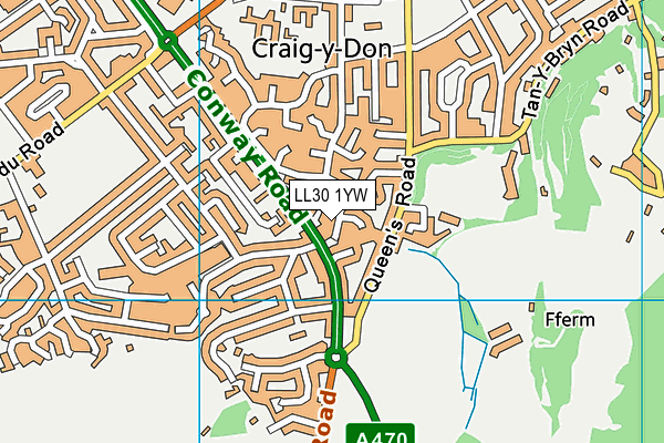 LL30 1YW map - OS VectorMap District (Ordnance Survey) LL30 1YW map - OS VectorMap District (Ordnance Survey)