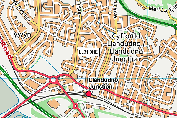LL31 9HE map - OS VectorMap District (Ordnance Survey) LL31 9HE map - OS VectorMap District (Ordnance Survey)