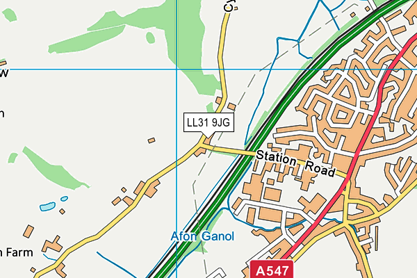 LL31 9JG map - OS VectorMap District (Ordnance Survey) LL31 9JG map - OS VectorMap District (Ordnance Survey)