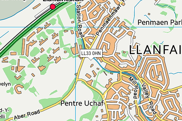 LL33 0HN map - OS VectorMap District (Ordnance Survey) LL33 0HN map - OS VectorMap District (Ordnance Survey)