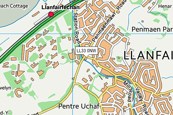 LL33 0NW map - OS VectorMap District (Ordnance Survey) LL33 0NW map - OS VectorMap District (Ordnance Survey)