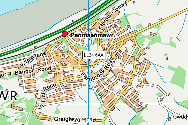 LL34 6AA map - OS VectorMap District (Ordnance Survey) LL34 6AA map - OS VectorMap District (Ordnance Survey)