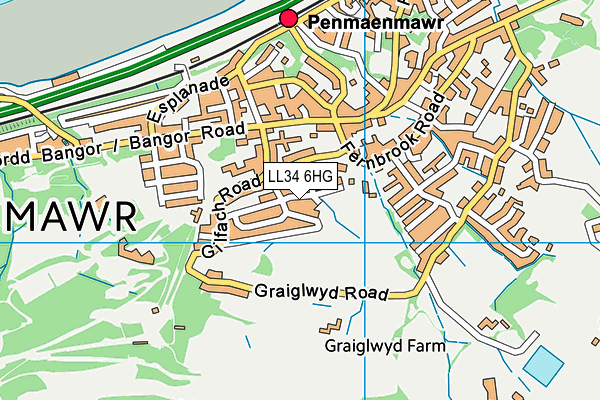 LL34 6HG map - OS VectorMap District (Ordnance Survey) LL34 6HG map - OS VectorMap District (Ordnance Survey)