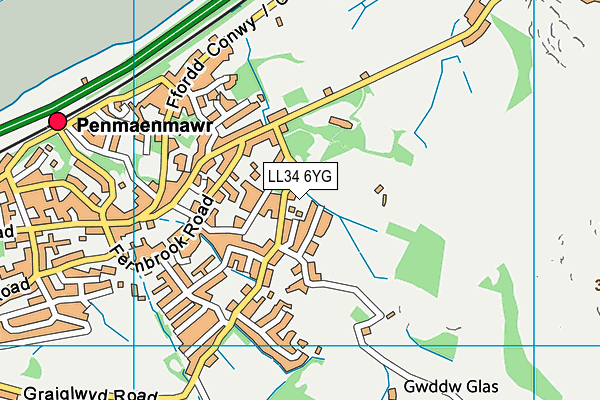 LL34 6YG map - OS VectorMap District (Ordnance Survey) LL34 6YG map - OS VectorMap District (Ordnance Survey)