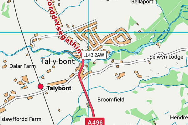 LL43 2AW map - OS VectorMap District (Ordnance Survey)