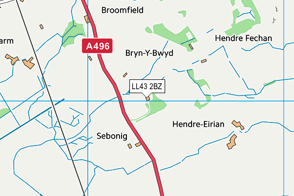 LL43 2BZ map - OS VectorMap District (Ordnance Survey) LL43 2BZ map - OS VectorMap District (Ordnance Survey)