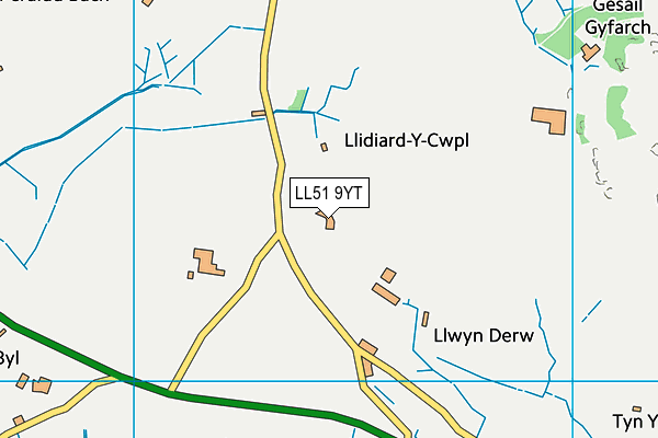 LL51 9YT map - OS VectorMap District (Ordnance Survey) LL51 9YT map - OS VectorMap District (Ordnance Survey)