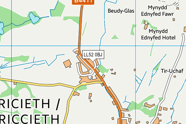LL52 0BJ map - OS VectorMap District (Ordnance Survey) LL52 0BJ map - OS VectorMap District (Ordnance Survey)
