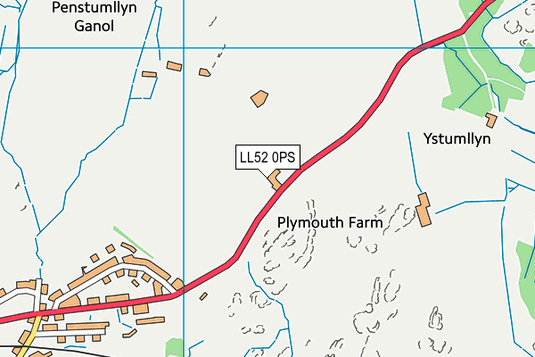 LL52 0PS map - OS VectorMap District (Ordnance Survey)