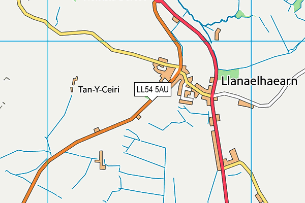 LL54 5AU map - OS VectorMap District (Ordnance Survey) LL54 5AU map - OS VectorMap District (Ordnance Survey)