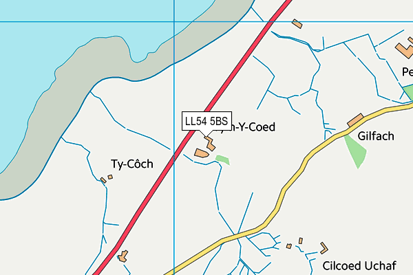 LL54 5BS map - OS VectorMap District (Ordnance Survey) LL54 5BS map - OS VectorMap District (Ordnance Survey)