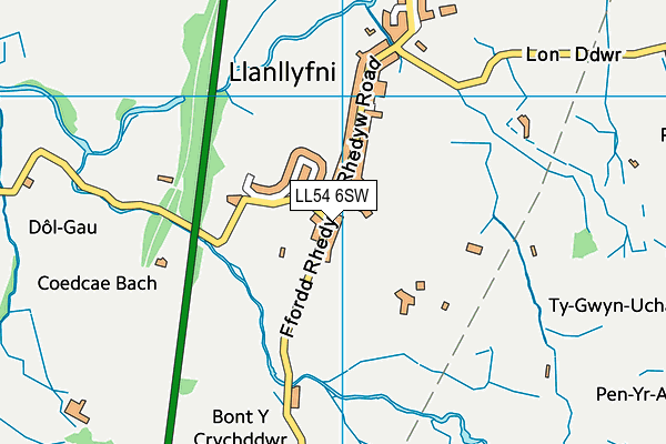LL54 6SW map - OS VectorMap District (Ordnance Survey) LL54 6SW map - OS VectorMap District (Ordnance Survey)