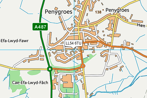 LL54 6TU map - OS VectorMap District (Ordnance Survey)