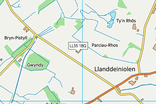 LL55 1BQ map - OS VectorMap District (Ordnance Survey) LL55 1BQ map - OS VectorMap District (Ordnance Survey)