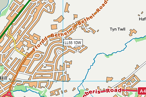 LL55 1DW map - OS VectorMap District (Ordnance Survey) LL55 1DW map - OS VectorMap District (Ordnance Survey)