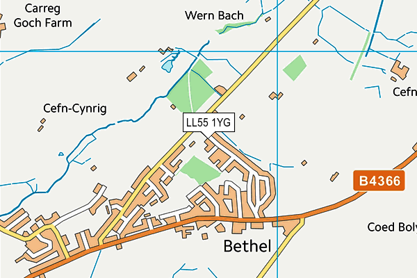 LL55 1YG map - OS VectorMap District (Ordnance Survey) LL55 1YG map - OS VectorMap District (Ordnance Survey)