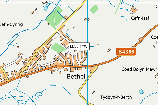 LL55 1YW map - OS VectorMap District (Ordnance Survey) LL55 1YW map - OS VectorMap District (Ordnance Survey)