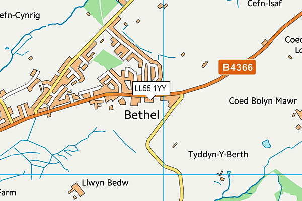 LL55 1YY map - OS VectorMap District (Ordnance Survey) LL55 1YY map - OS VectorMap District (Ordnance Survey)