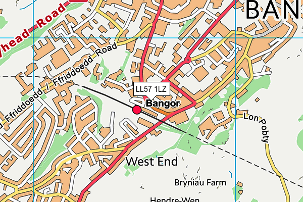 LL57 1LZ map - OS VectorMap District (Ordnance Survey) LL57 1LZ map - OS VectorMap District (Ordnance Survey)