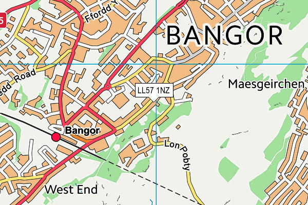 LL57 1NZ map - OS VectorMap District (Ordnance Survey) LL57 1NZ map - OS VectorMap District (Ordnance Survey)
