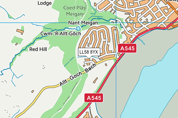 LL58 8YX map - OS VectorMap District (Ordnance Survey) LL58 8YX map - OS VectorMap District (Ordnance Survey)