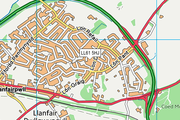 LL61 5HJ map - OS VectorMap District (Ordnance Survey) LL61 5HJ map - OS VectorMap District (Ordnance Survey)