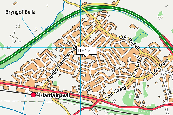LL61 5JL map - OS VectorMap District (Ordnance Survey) LL61 5JL map - OS VectorMap District (Ordnance Survey)
