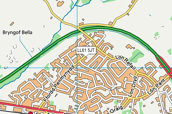 LL61 5JT map - OS VectorMap District (Ordnance Survey) LL61 5JT map - OS VectorMap District (Ordnance Survey)