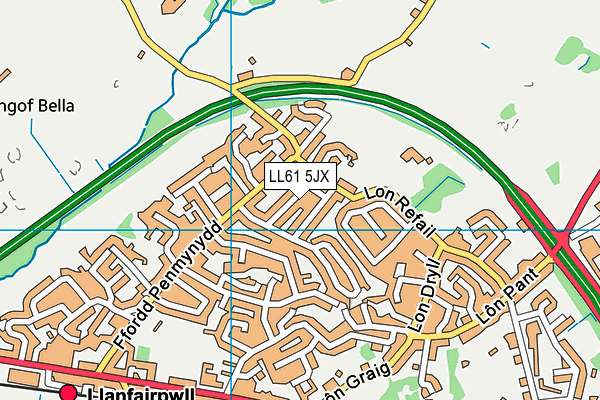 LL61 5JX map - OS VectorMap District (Ordnance Survey) LL61 5JX map - OS VectorMap District (Ordnance Survey)