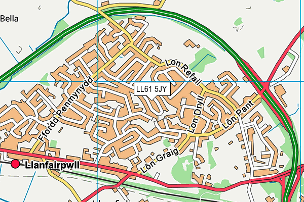 LL61 5JY map - OS VectorMap District (Ordnance Survey) LL61 5JY map - OS VectorMap District (Ordnance Survey)