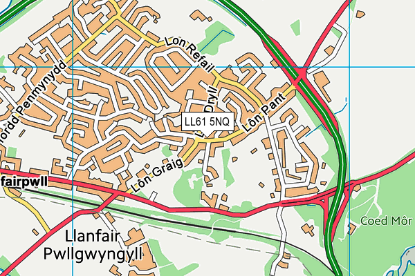 LL61 5NQ map - OS VectorMap District (Ordnance Survey) LL61 5NQ map - OS VectorMap District (Ordnance Survey)