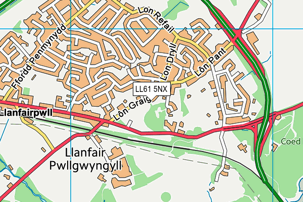 LL61 5NX map - OS VectorMap District (Ordnance Survey) LL61 5NX map - OS VectorMap District (Ordnance Survey)